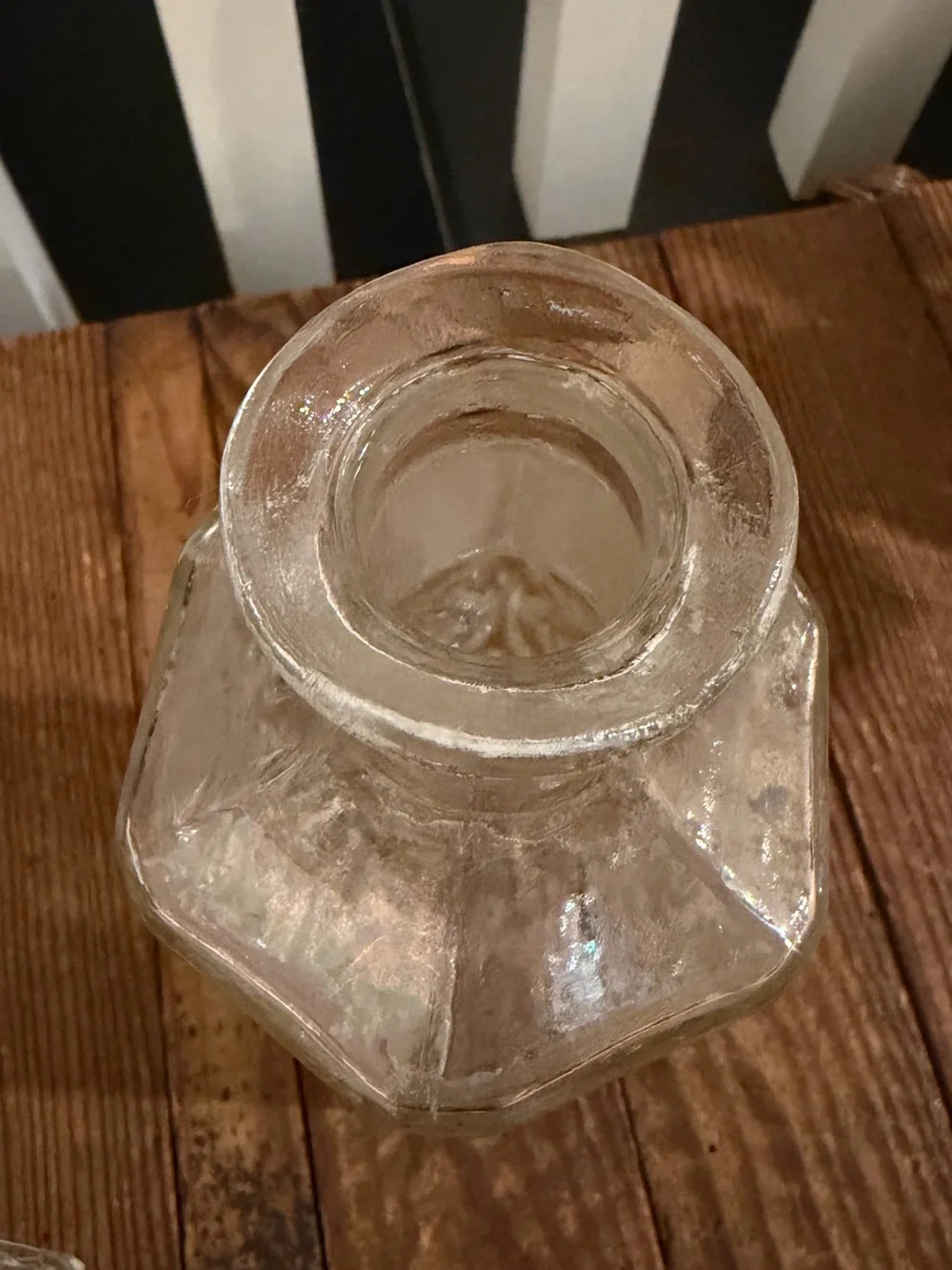 Vintage Barware Clear Glass Decanter with Circular Pattern
